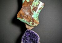 Chyrsophrase sculpture mounted on Amethyst